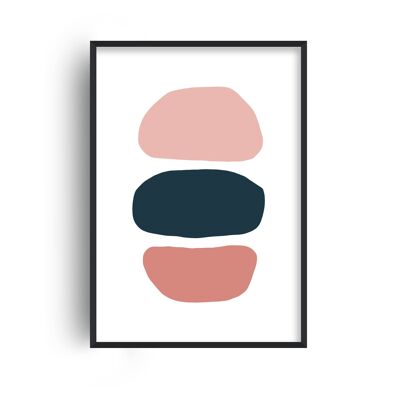 Hobbled Stones Pink and Navy Three Print - A3 (29.7x42cm) - Print Only