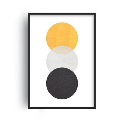 Carbon Yellow and Black Circles Print - A4 (21x29.7cm) - White Frame
