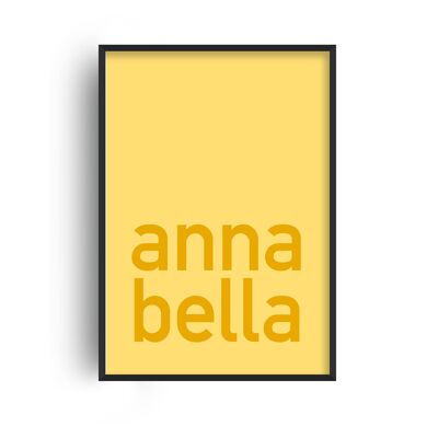 Custom Contrast Bold Name Yellow Print - A4 (21x29.7cm) - White Frame