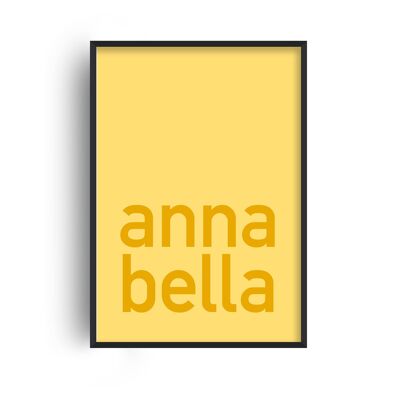 Custom Contrast Bold Name Yellow Print - A2 (42x59.4cm) - White Frame