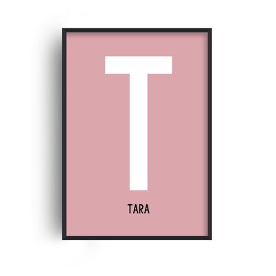 Modern Personalised Name Pink Print - 20x28inchesx50x70cm - White Frame