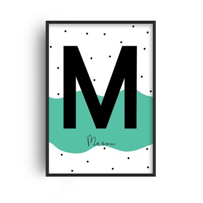 Personalised Name Polka Wave Mint Print - A5 (14.7x21cm) - Print Only