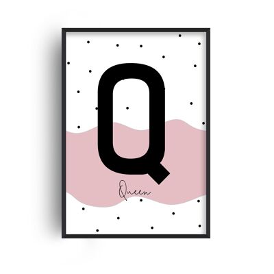 Personalised Name Polka Wave Pink Print - A4 (21x29.7cm) - Black Frame