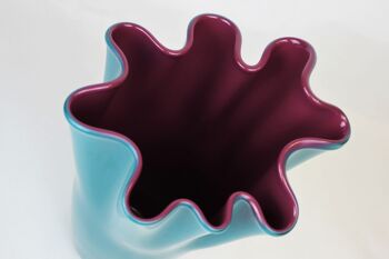 Vase verre ondulé bicolore turquoise violet 4