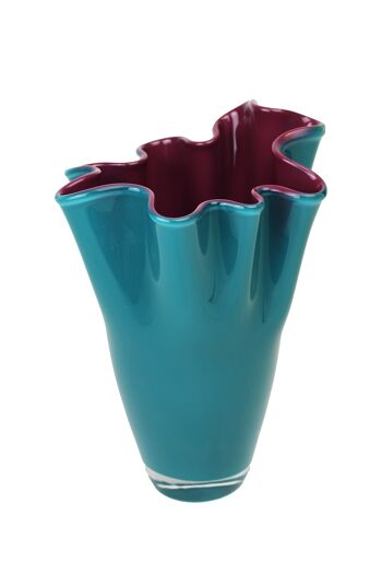 Vase verre ondulé bicolore turquoise violet 6