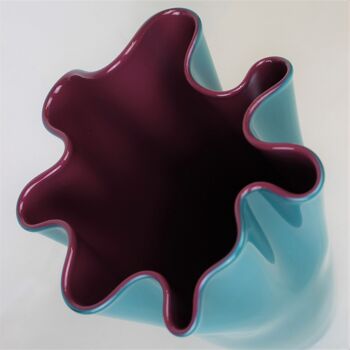 Vase verre ondulé bicolore turquoise violet 7