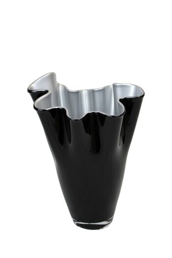 Vase verre ondulé bicolore noir argent 3