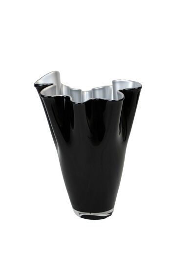 Vase verre ondulé bicolore noir argent 6