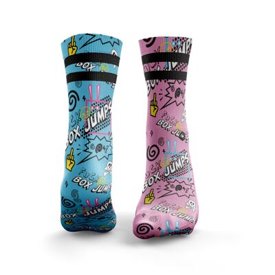 F Box Jumps - Damen Pink & Blau (Odd Socks)