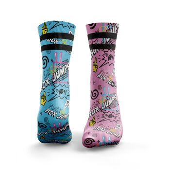 F Box Jumps - Femme Rose & Bleu (Chaussettes impaires)