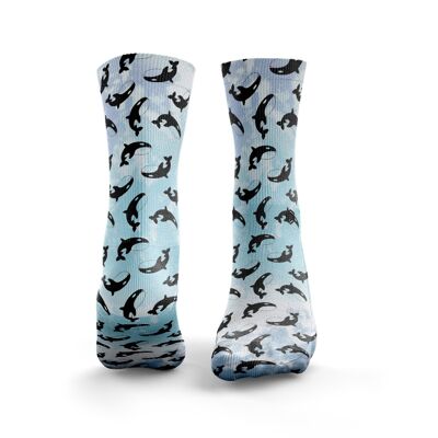 Happy Orca Socken - Damen Blau Tie Dye