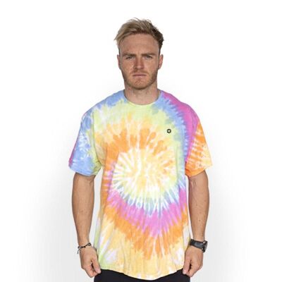 Batik-T-Shirt mit Regenbogenwirbel