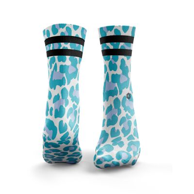 Leopard Print 2Stripe - Donna Aqua Blue