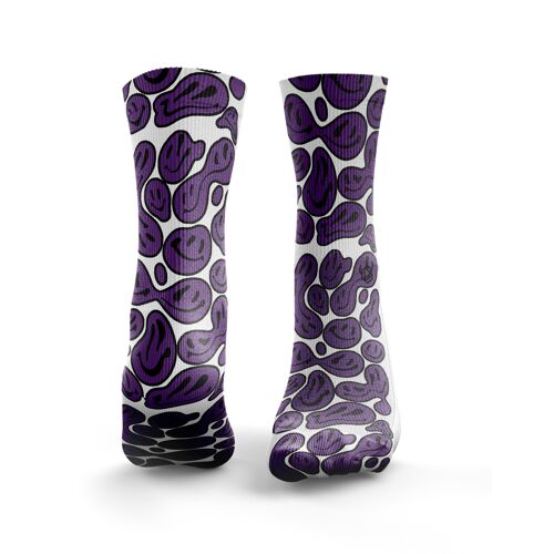 Smiley 2.0 Socks - Womens Purple & Black