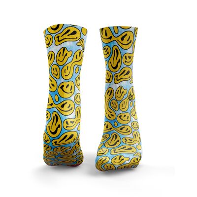Smiley 2.0 Socks - Womens Yellow & Blue