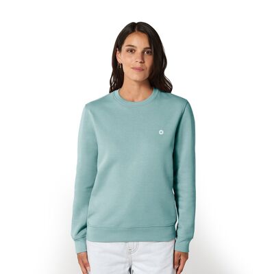 Suéter de algodón orgánico con logo 'HEXXEE - Teel Monstera - XS (36 ")