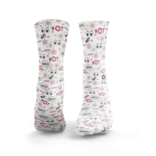 Comic Eyes Socks - Womens Red