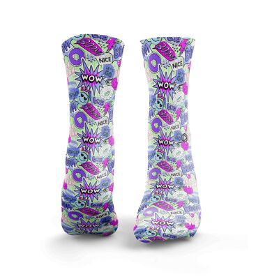 Sticker Bomb Socks - Womens Electric Purple