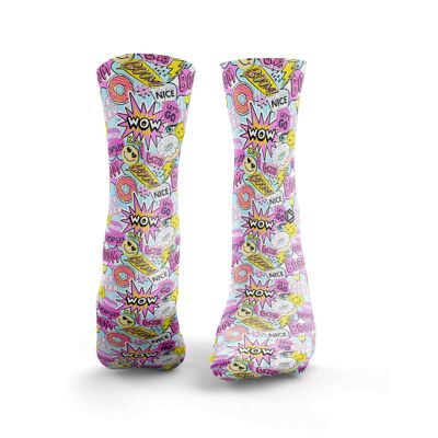 Sticker Bomb Socks - Damen Rosa & Blau