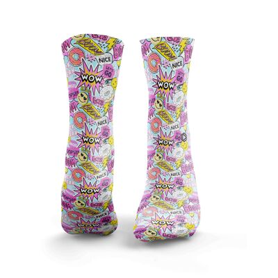Sticker Bomb Socks - Womens Pink & Blue