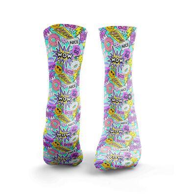 Sticker Bomb Socks - Mens Blue & Purple