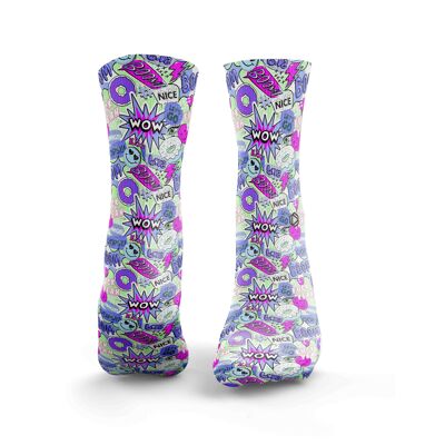 Sticker Bomb Socks - Mens Electric Purple