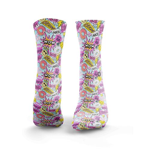 Sticker Bomb Socks - Mens Pink & Blue