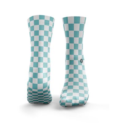 Checkerboard Socks - Womens Ocean Blue