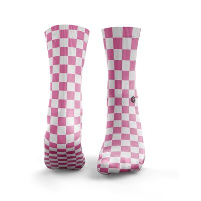 Schachbrettsocken - Herren Baby Pink