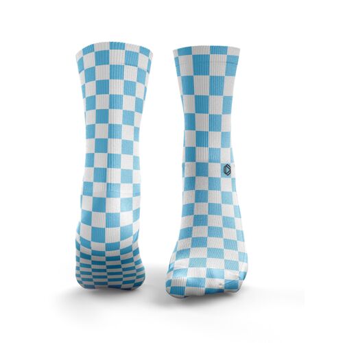 Checkerboard Socks - Mens Sky Blue