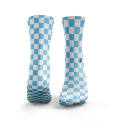 Chaussettes à damier - Homme Bleu Ciel