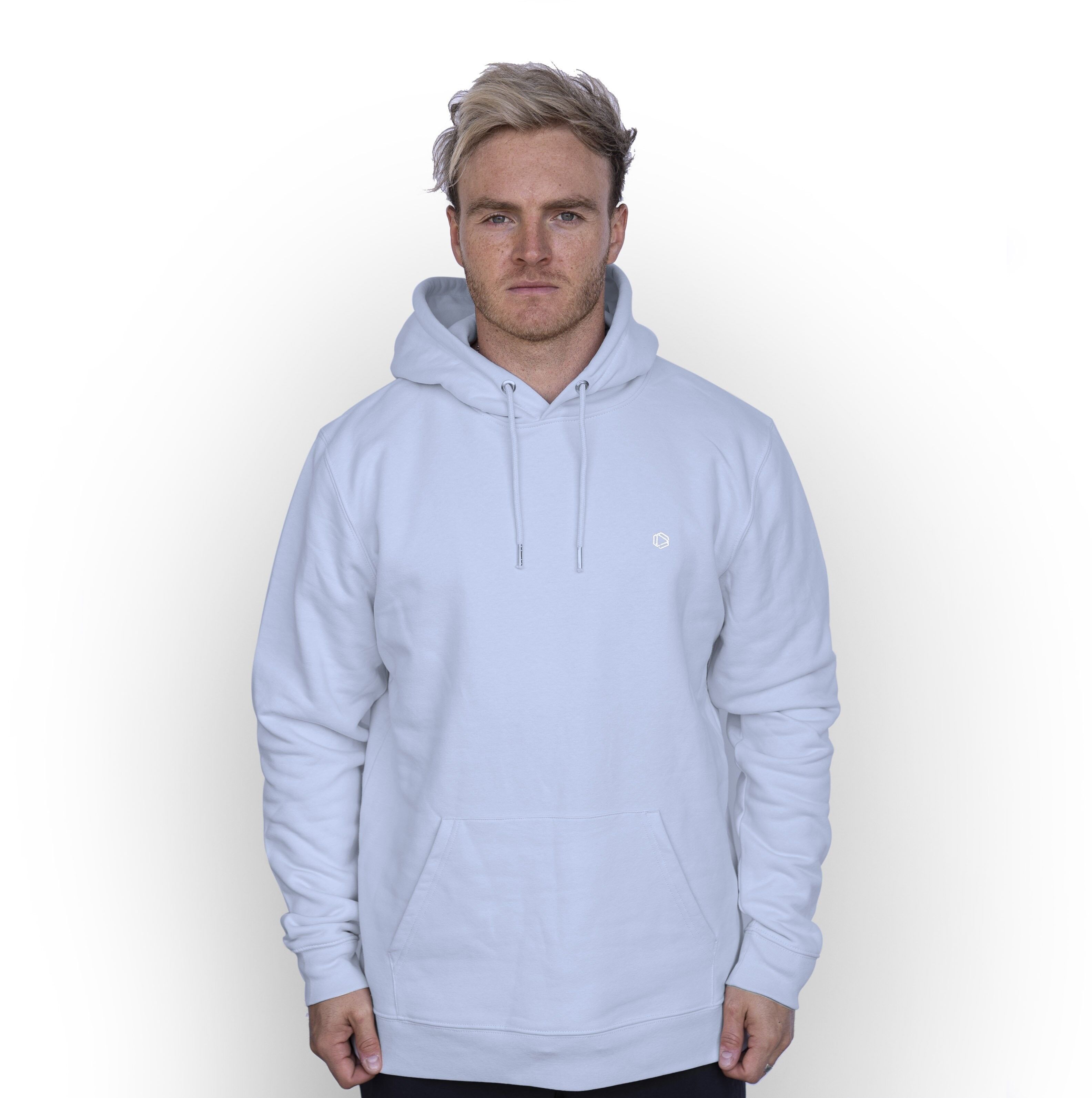 Felpa con cappuccio in cotone organico Logo' HEXXEE - Small (36") - Azzurro