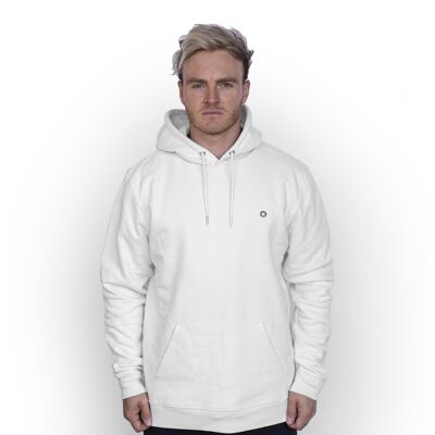 Felpa con cappuccio in cotone biologico Logo' HEXXEE - Large (44") - Bianco