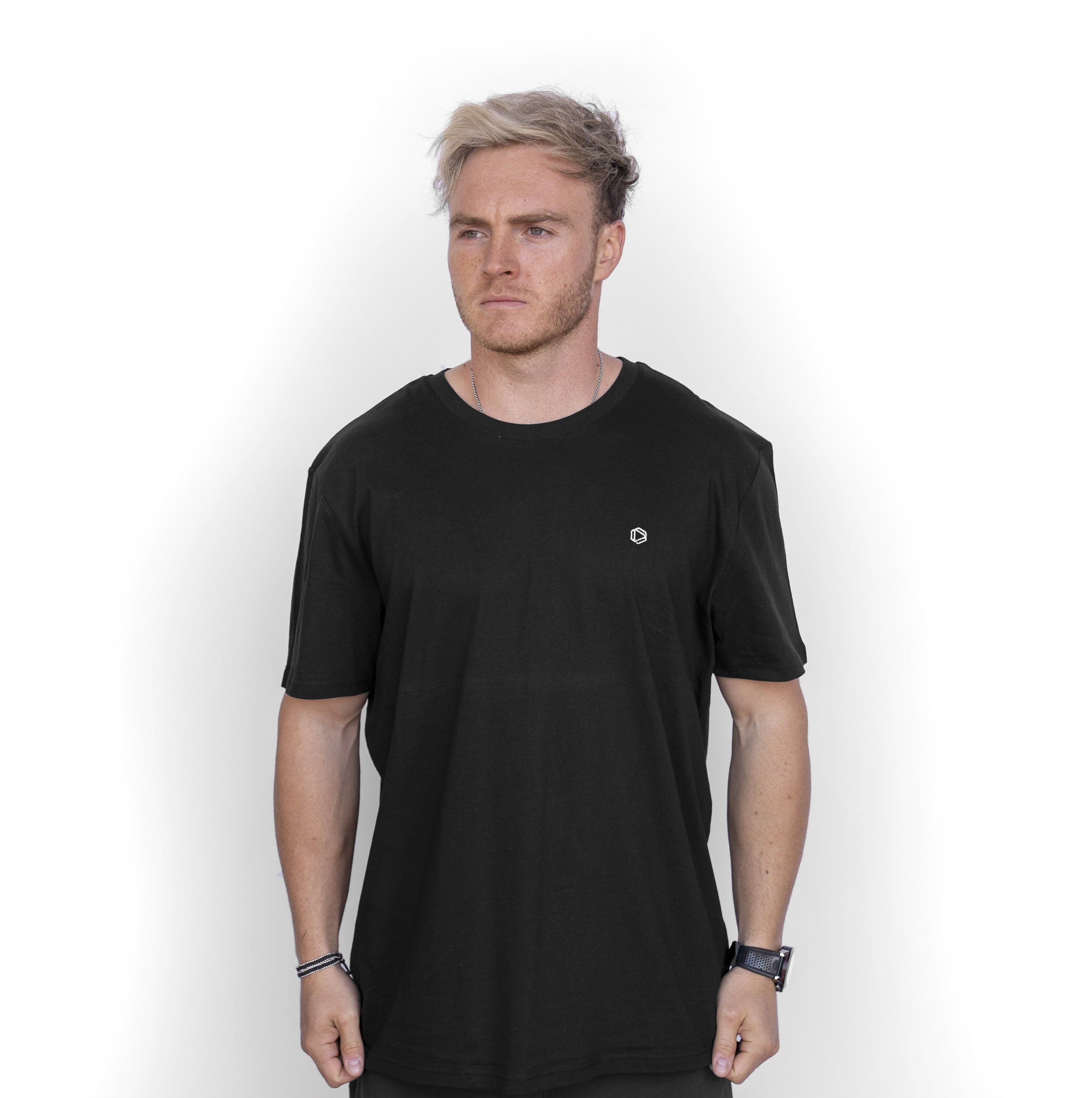 Camiseta de algodón orgánico con logo 'HEXXEE - XS (34 ") - Negro