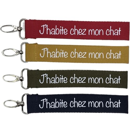 Porte clés, "J'habite chez mon chat"