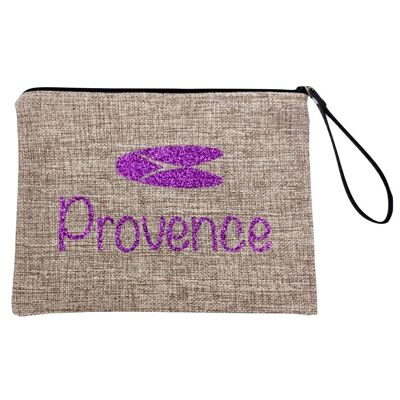 Pouch L, Provence, linen anjou