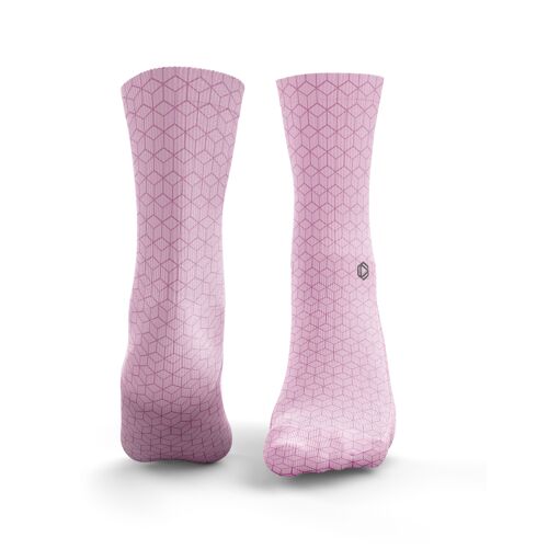 Cube Pattern Socks - Womens Pink