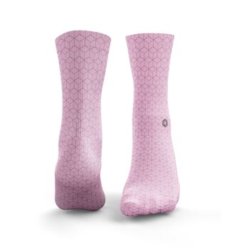 Chaussettes à motif cube - Femme Rose