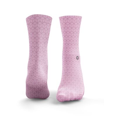 Cube Pattern Socks - Womens Pink