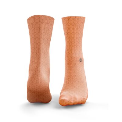 Cube Pattern Socks - Mens Orange