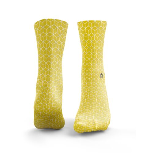 Cube Pattern Socks - Mens Yellow
