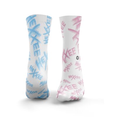 Scribble Socks - Womens Pink & Blue