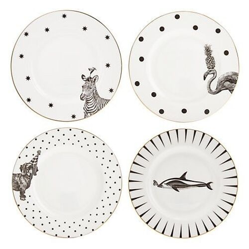 YE - Coffret 4 assiettes 16 cm Mono Party