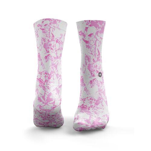 Floral Splash Socks - Womens Baby Pink