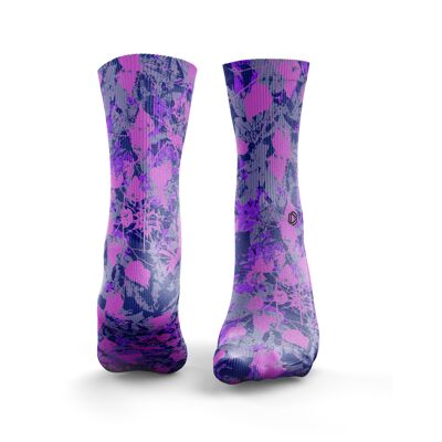Floral Splash Socks - Womens Purple