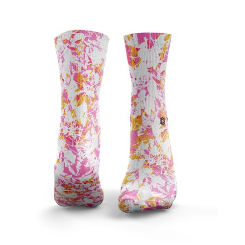 Floral Splash Socks - Womens Pink & Orange