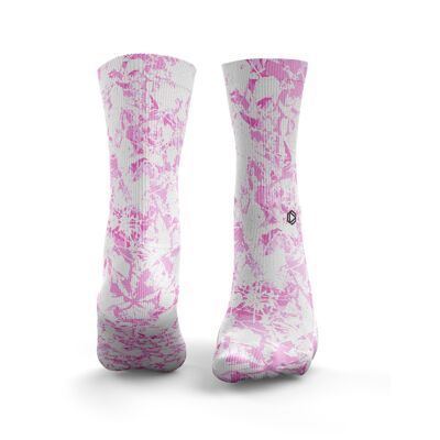 Floral Splash Socks - Mens Baby Pink