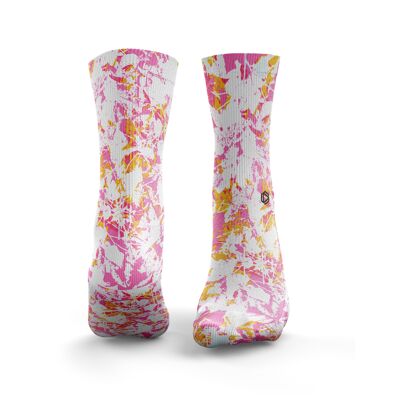 Floral Splash Socks - Mens Pink & Orange
