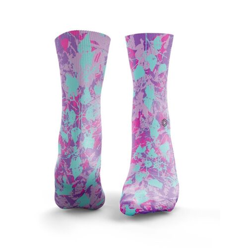 Floral Splash Socks - Mens Purple & Blue