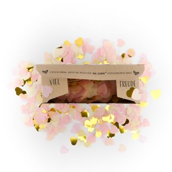 Confettis dans une boîte (confettis coeur en rose / crème / or) - 100 grammes 2